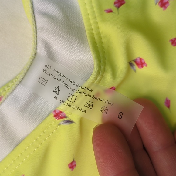 2/$25-Bikini Set- Yellow 3-Pc Triangle Top Low Rise High Cut Bottoms Mesh Skirt - Picture 6 of 8